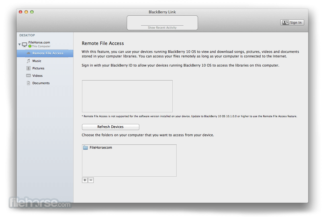 blackberry access updates for mac